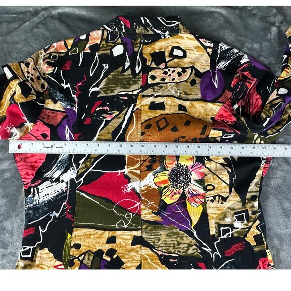 Wearable Art jacket women's size XL by Units cotton zipup colorful with grommets - Picture 4 of 14